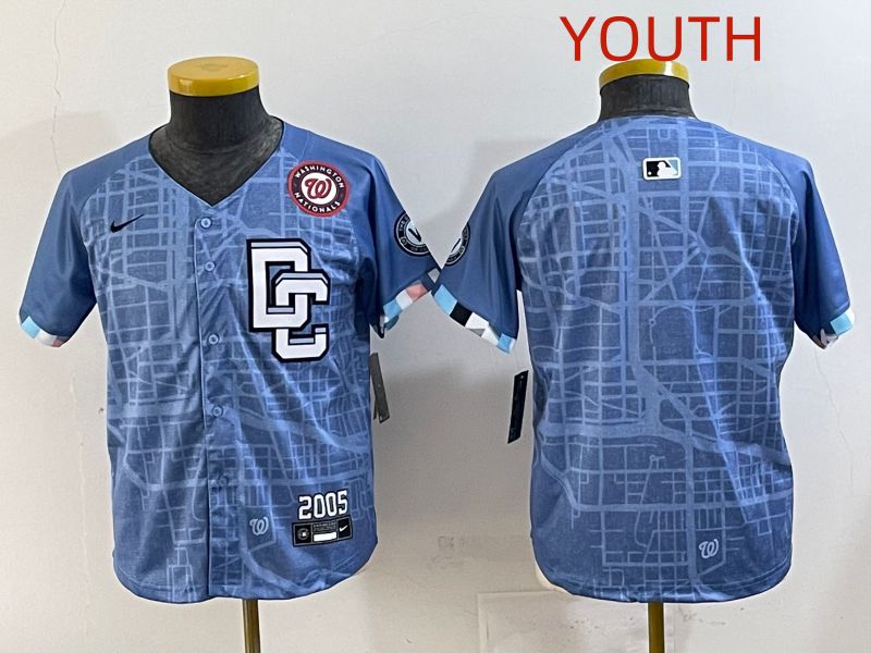Youth 2025 Washington Nationals Blank Blue Joint Name Nike MLB Jersey style 8